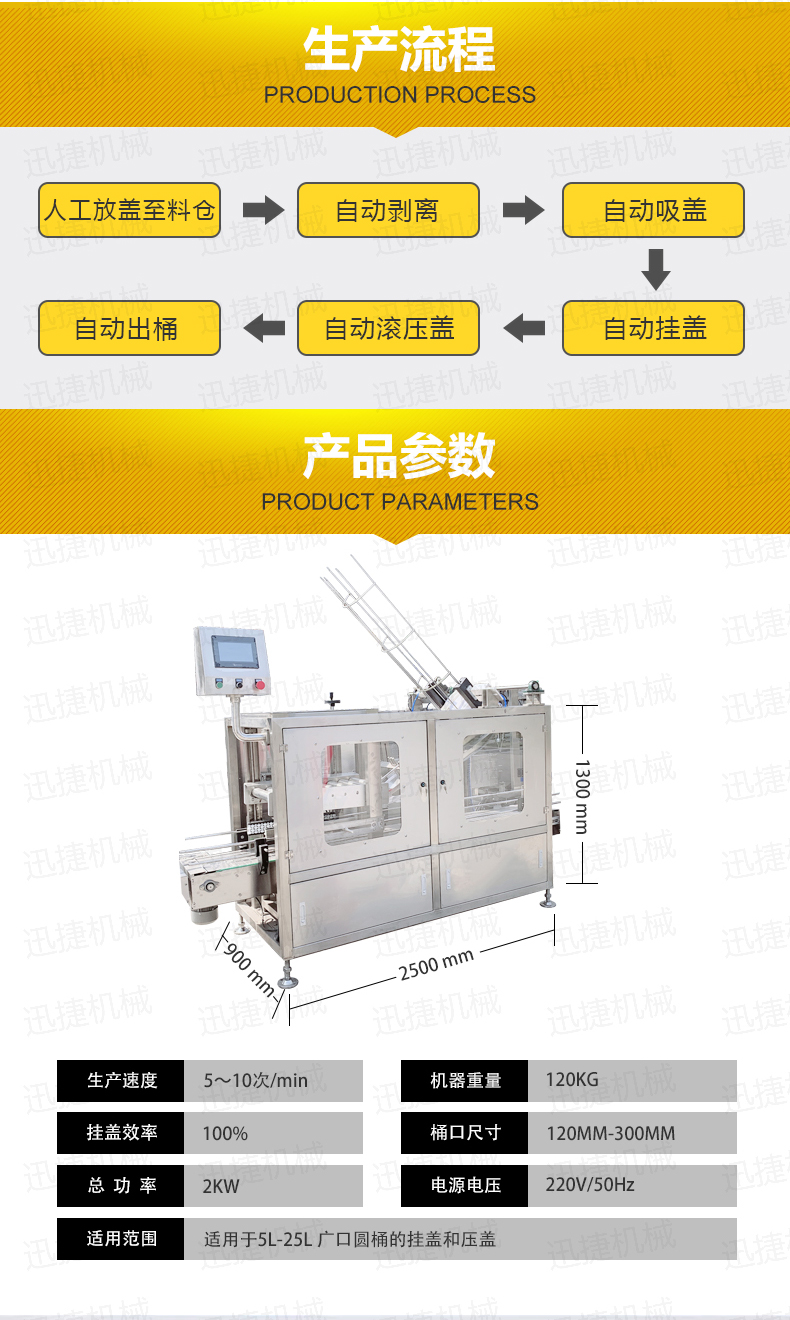 广口桶防冻液自动压盖机
