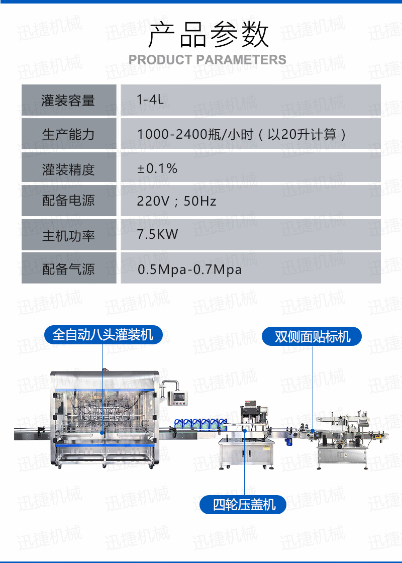 全自动八头润滑油灌装生产线